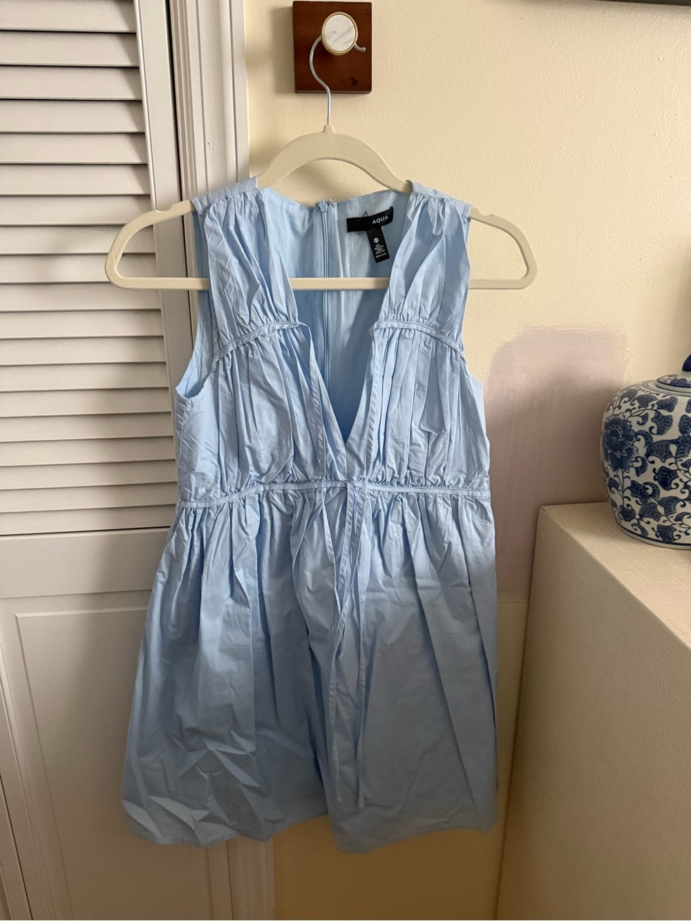 Aqua poplin mini dress